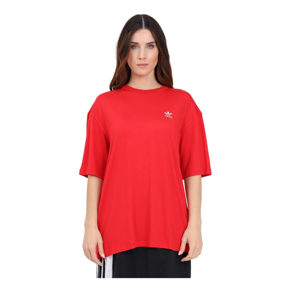 Adidas Originals Scarlet Trefoil Tee Oversize Logo T-shirt Red Dames