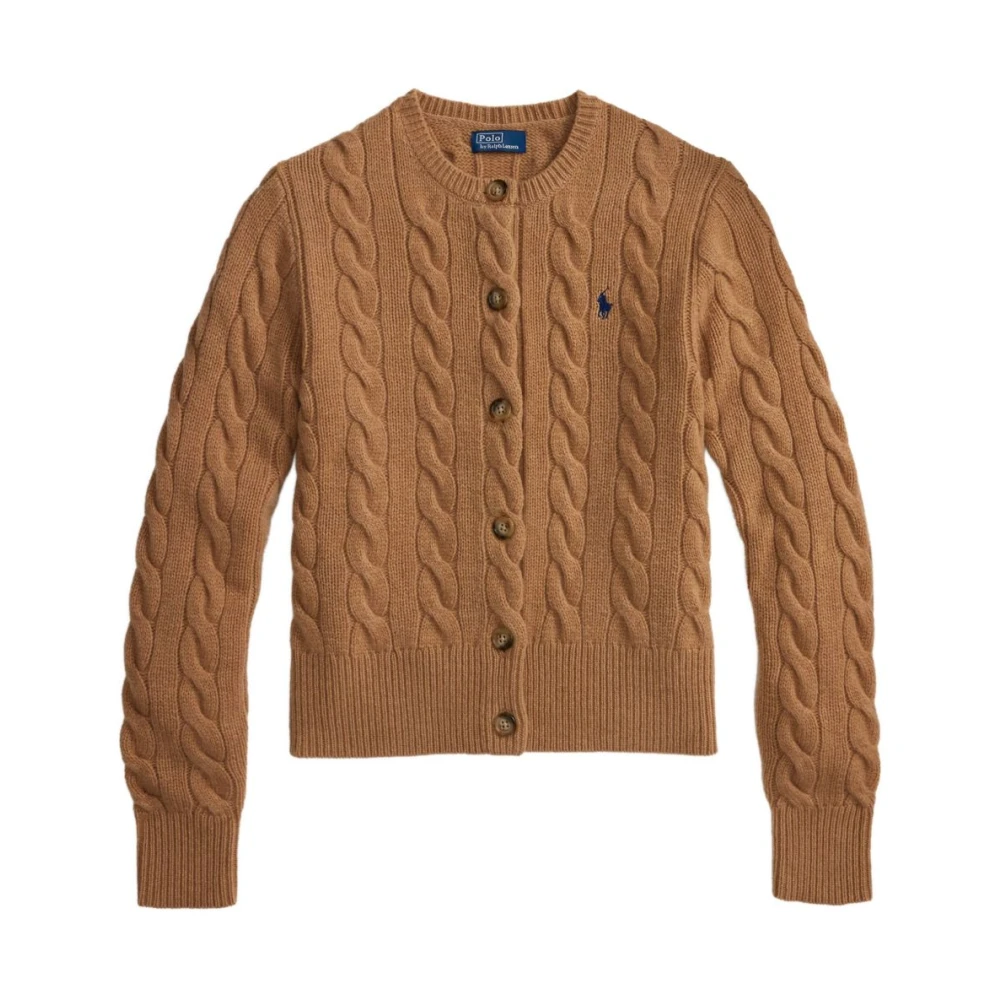 Polo Ralph Lauren Brown Cardigans, Female, S, Hazelnut Cable-Knit Cardigan Jumper