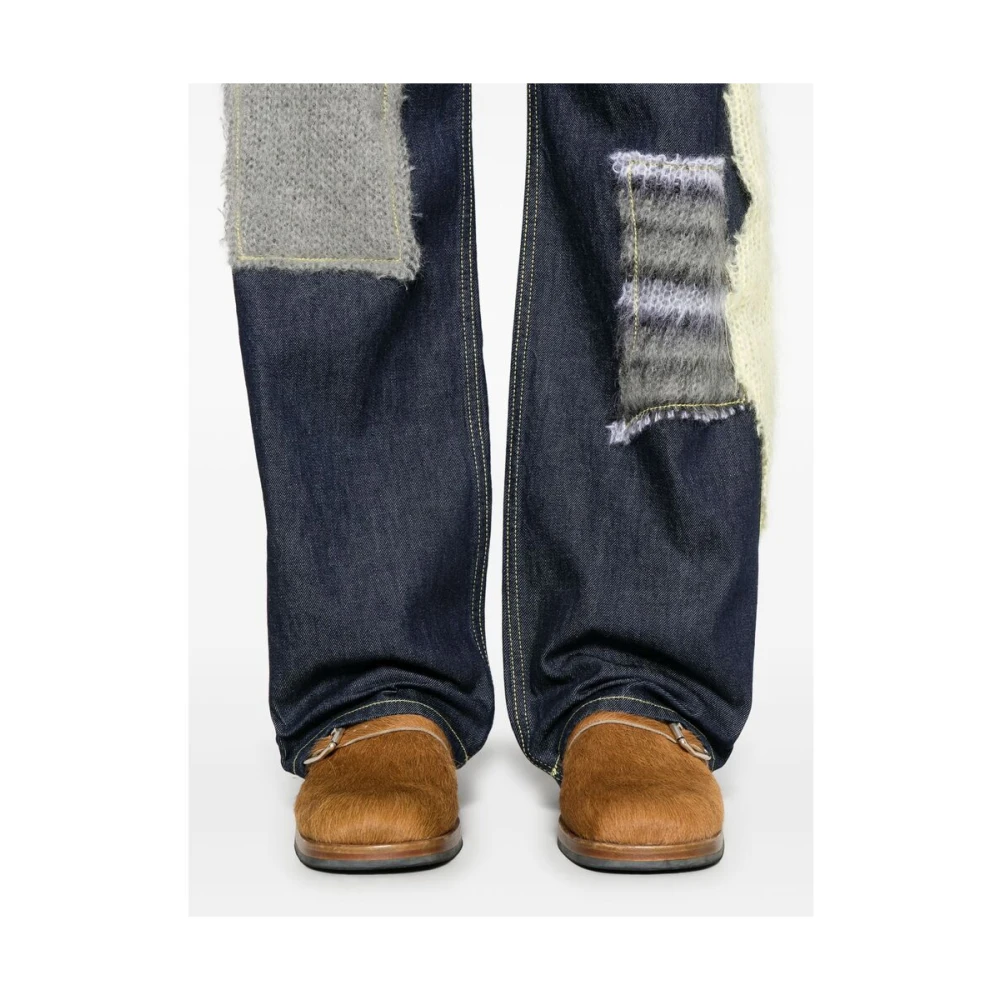 Marni Indigo Blauwe Denim Patchwork Jeans Blue Heren