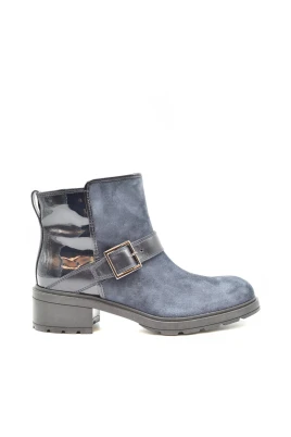Grå Mocka Läder Ankelboots