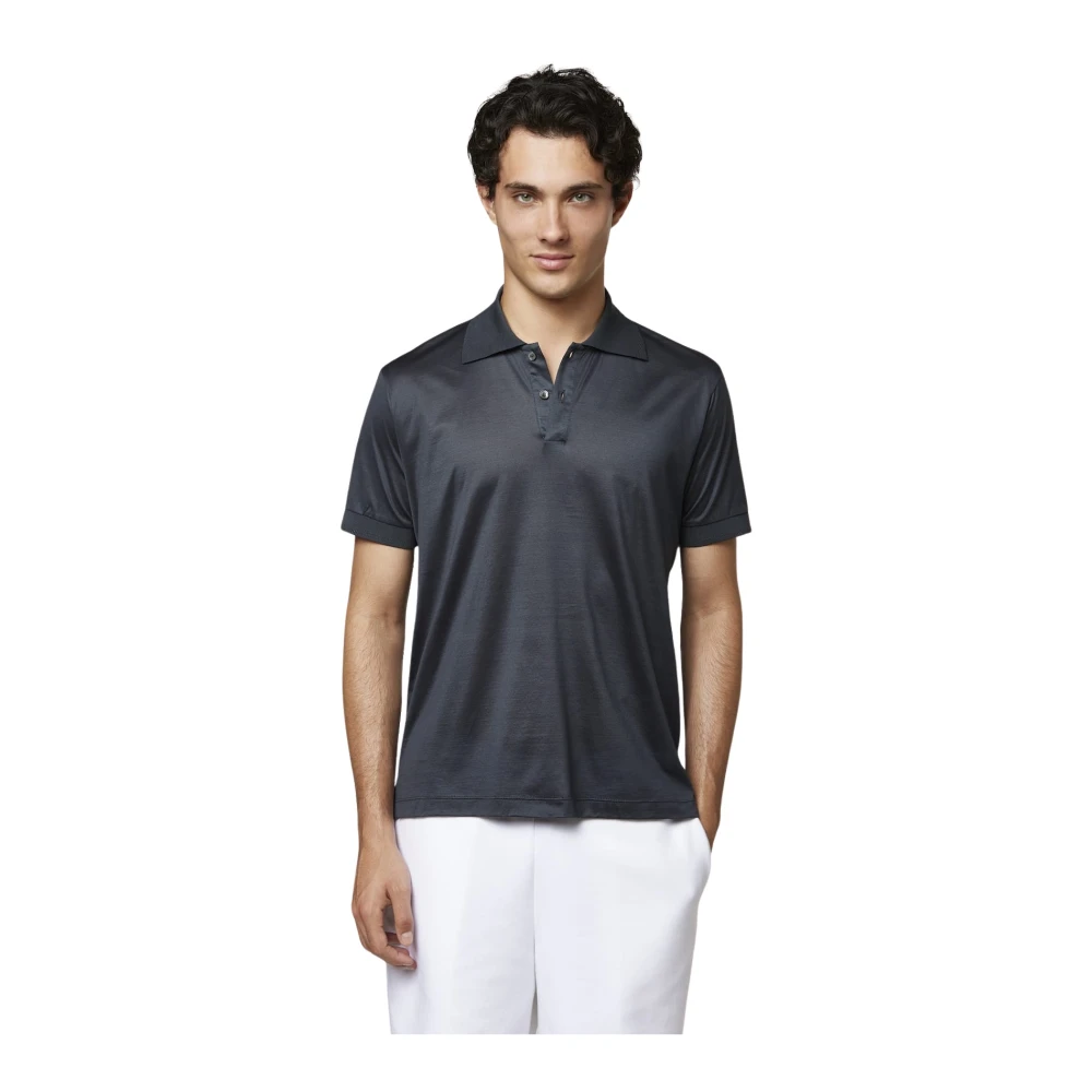 Daniele Fiesoli Men's Gray Polo Shirts, 2XL, Cotton Polo Shirt Df 1201