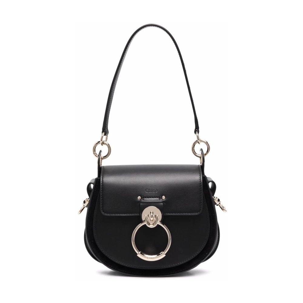 Chloé Zwarte Crossbody Tas met Gouden Logogesp Black Dames
