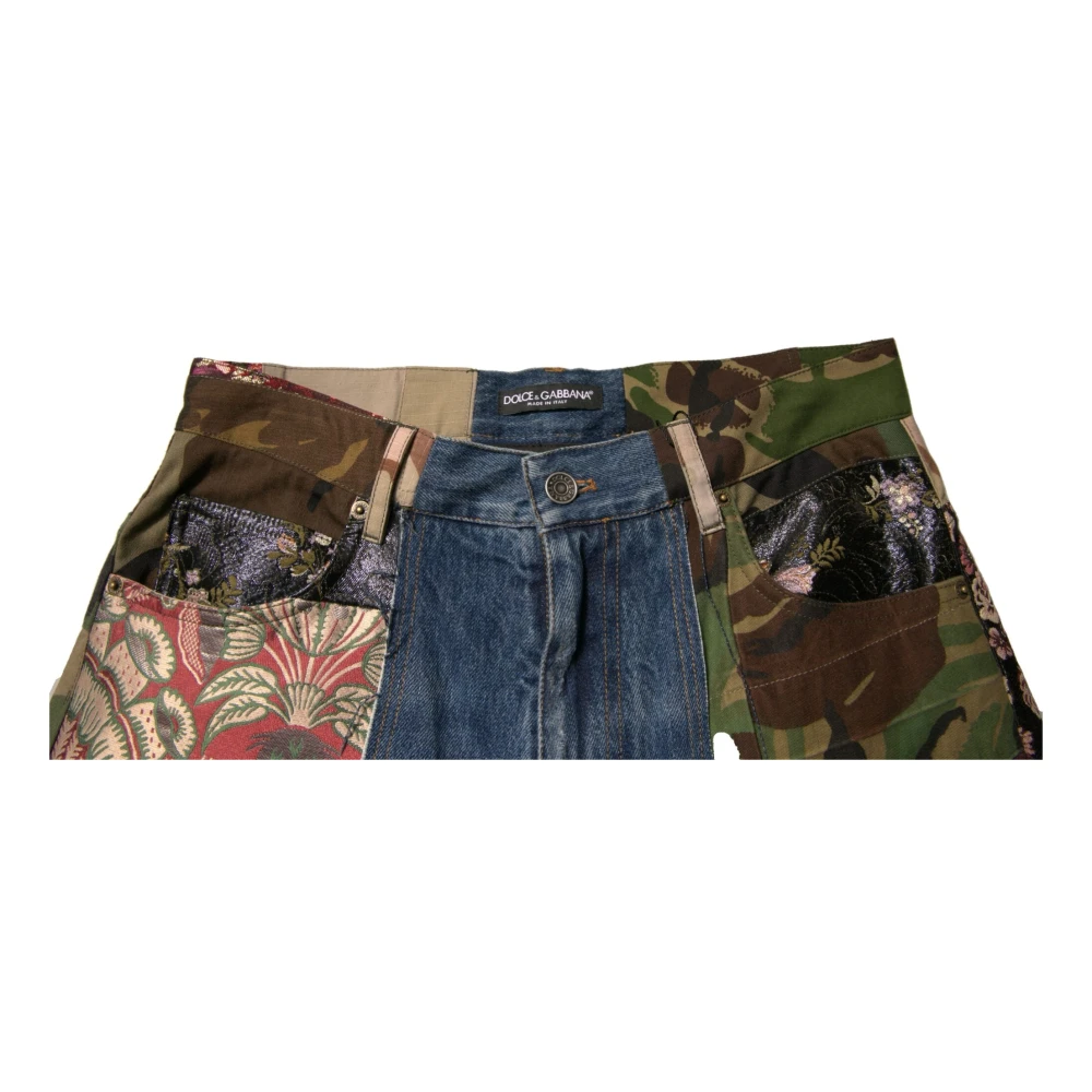 Dolce & Gabbana Patchwork Straight Denim Jeans Multicolor Heren
