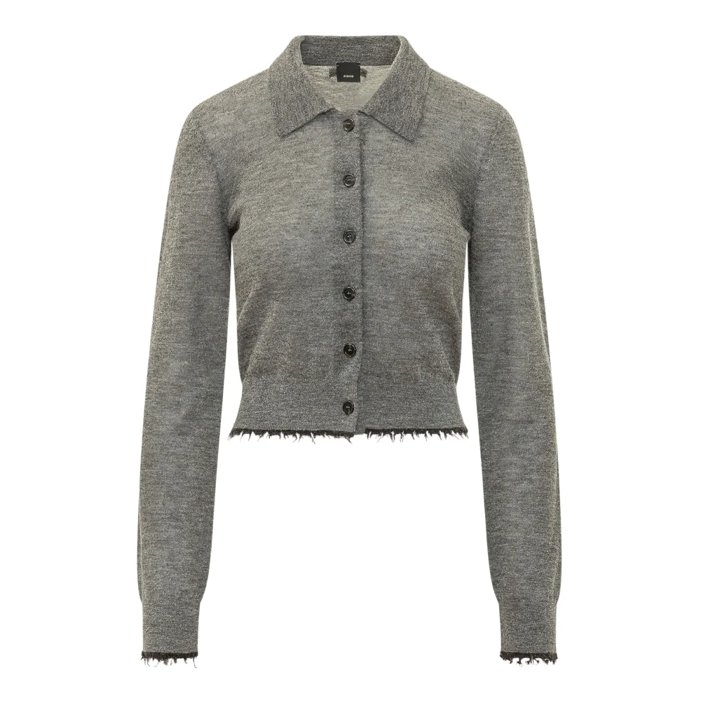 Pinko Donna Grigio Cardigan Cropped In Misto Lana - Immagine 3
