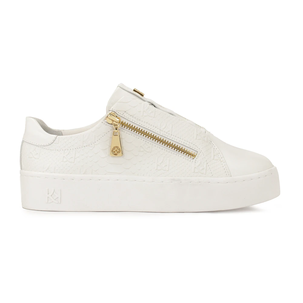 Kazar Witte sneakers met reliëfpatroon en ritssluiting Dames Schoenen