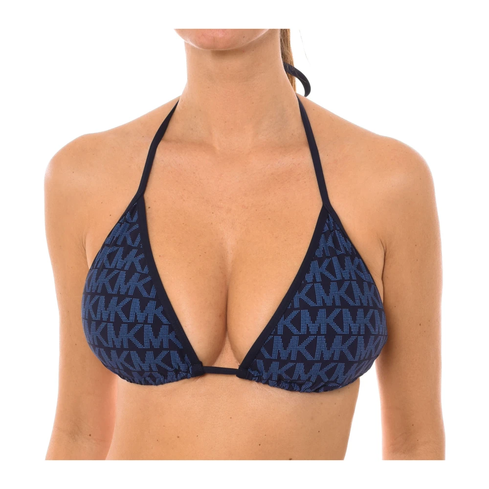 Michael Kors Bikini Top met Driehoekige Vorm en Logo Blue Dames