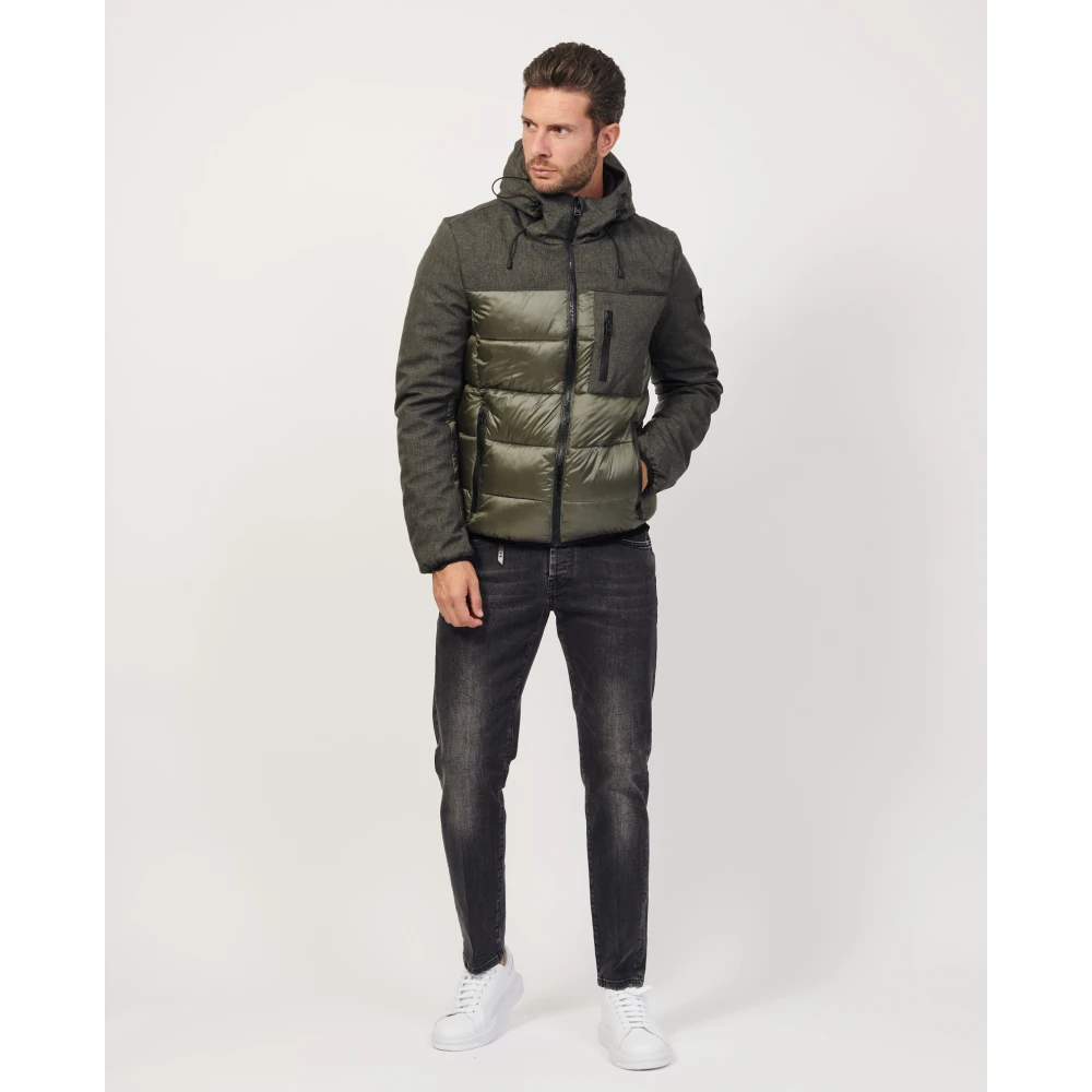 YES ZEE Gewatteerde groene jas met softshell inzetstukken Green Heren