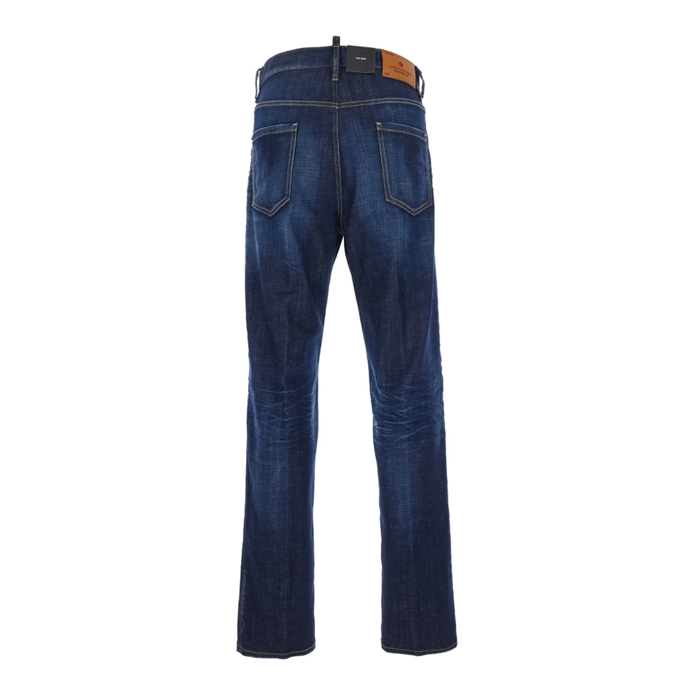 Dsquared2 Blauwe Denim Stretch Jeans met Logo Patch Blue Heren