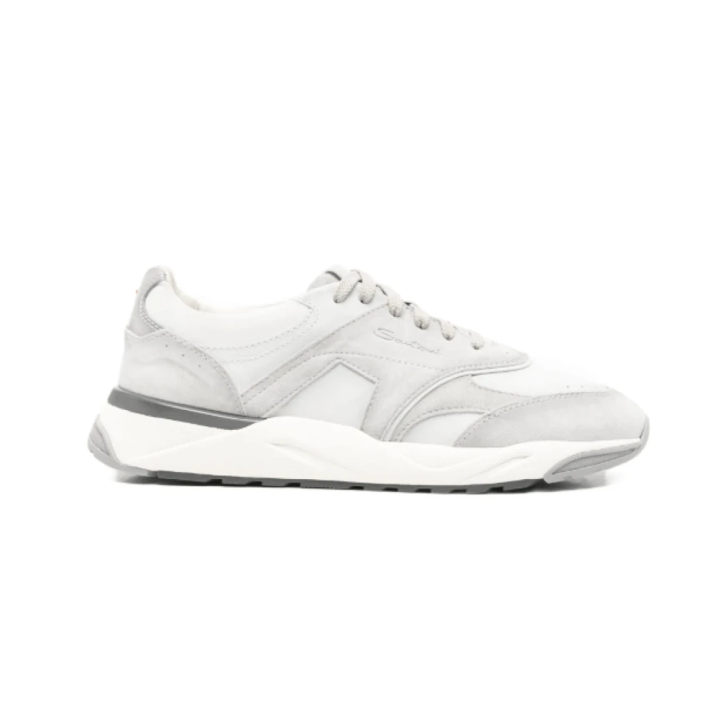 Santoni Panelled Leather Sneakers Heren Schoenen Grijs