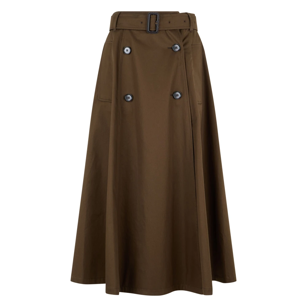Burberry Women's Brown Gabardine Trench Midi Skirt