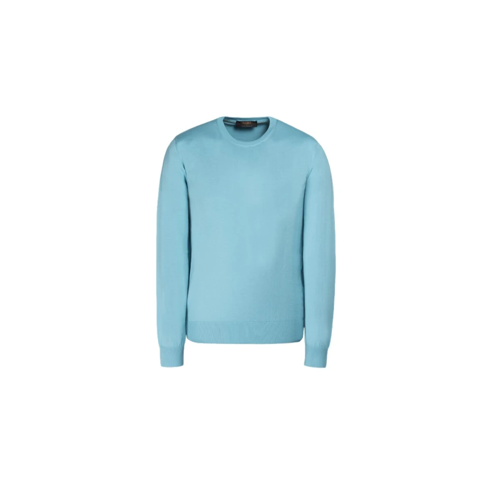 Moorer Luxe Sea Island Cotton Sweater Blue Heren