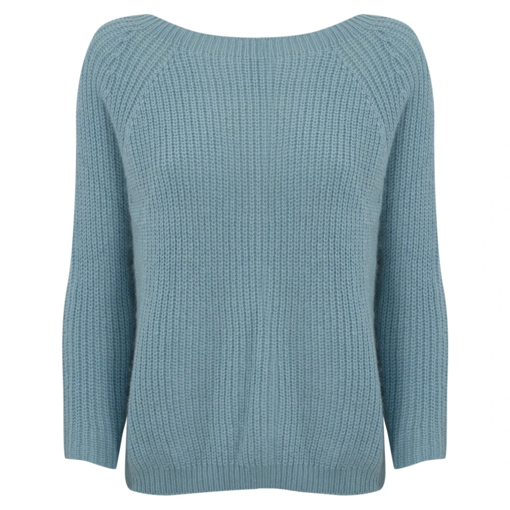 Max Mara Weekend Blauwe Mohair Trui met Raglan Mouwen Blue Dames