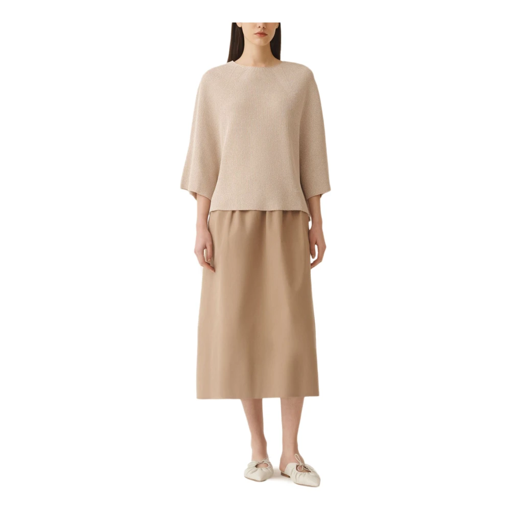 Fabiana Filippi Katoen Lurex Cape Sweater Zand Beige Dames