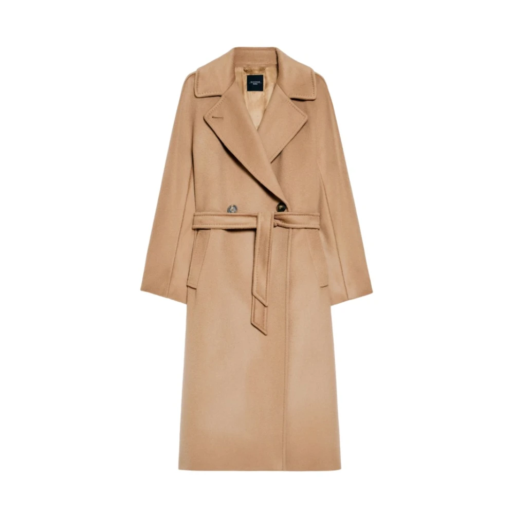 Max Mara Weekend Zuivere wol gedrapeerd jas Beige Dames