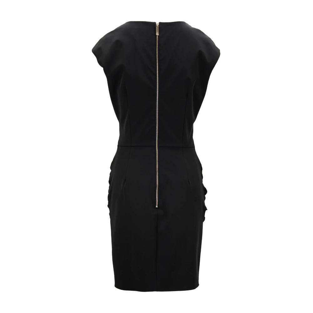 Elisabetta Franchi Gerimpelde Mouwloze Jurk met Gouden Detail Black Dames