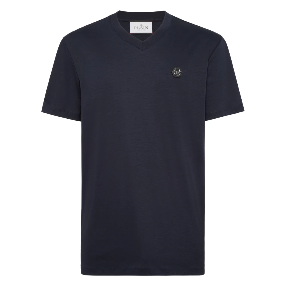 Philipp Plein Men's Blue T-Shirts, L, Basic V-Neck T-Shirt Hexagon