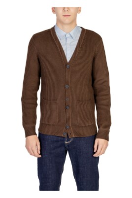 brown-v-neck-button-cardigan