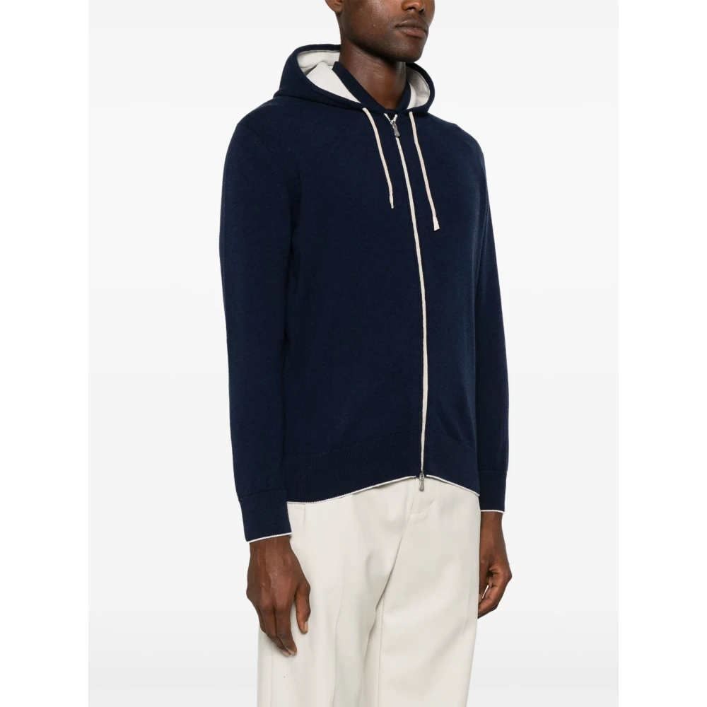 Eleventy Luxe Cashmere Rits Hoodie Blue Heren