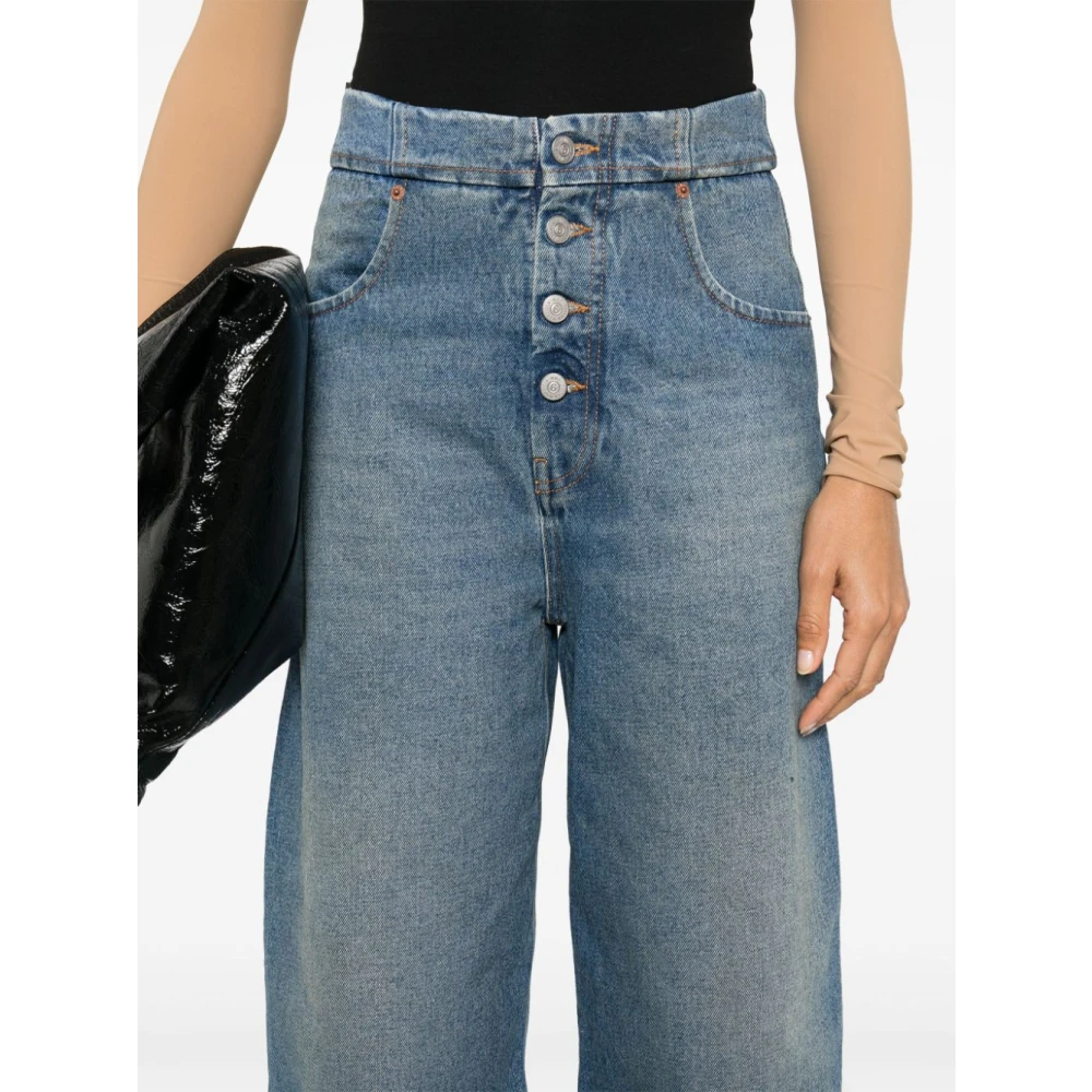MM6 Maison Margiela Clear Blue Denim Wide Leg Jeans Blue Dames
