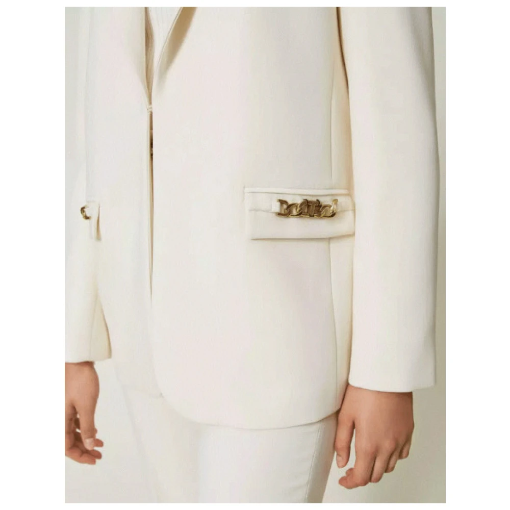 Twinset Verfijnde Blazer met Kettingdetails Beige Dames