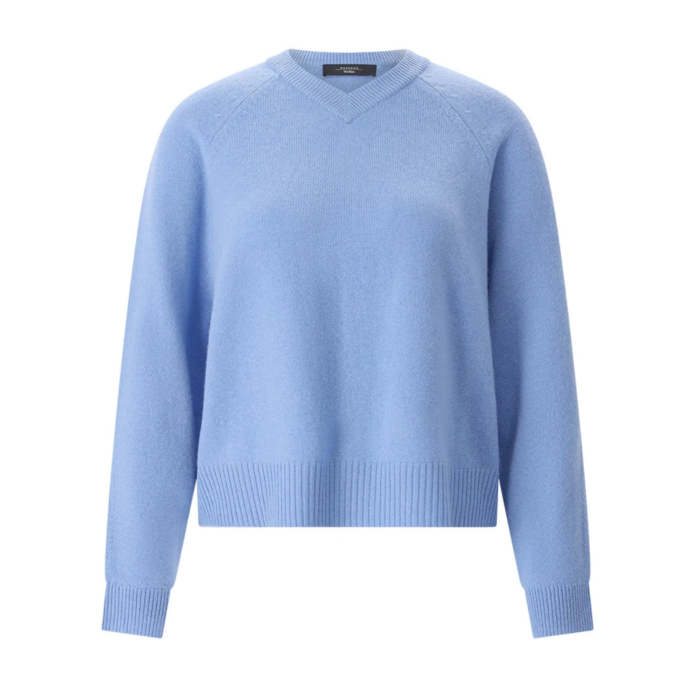 Weekend Max Mara Women's Blue Round-Neck Knitwear - Cashmere Knitwear - Xs - Knitwear