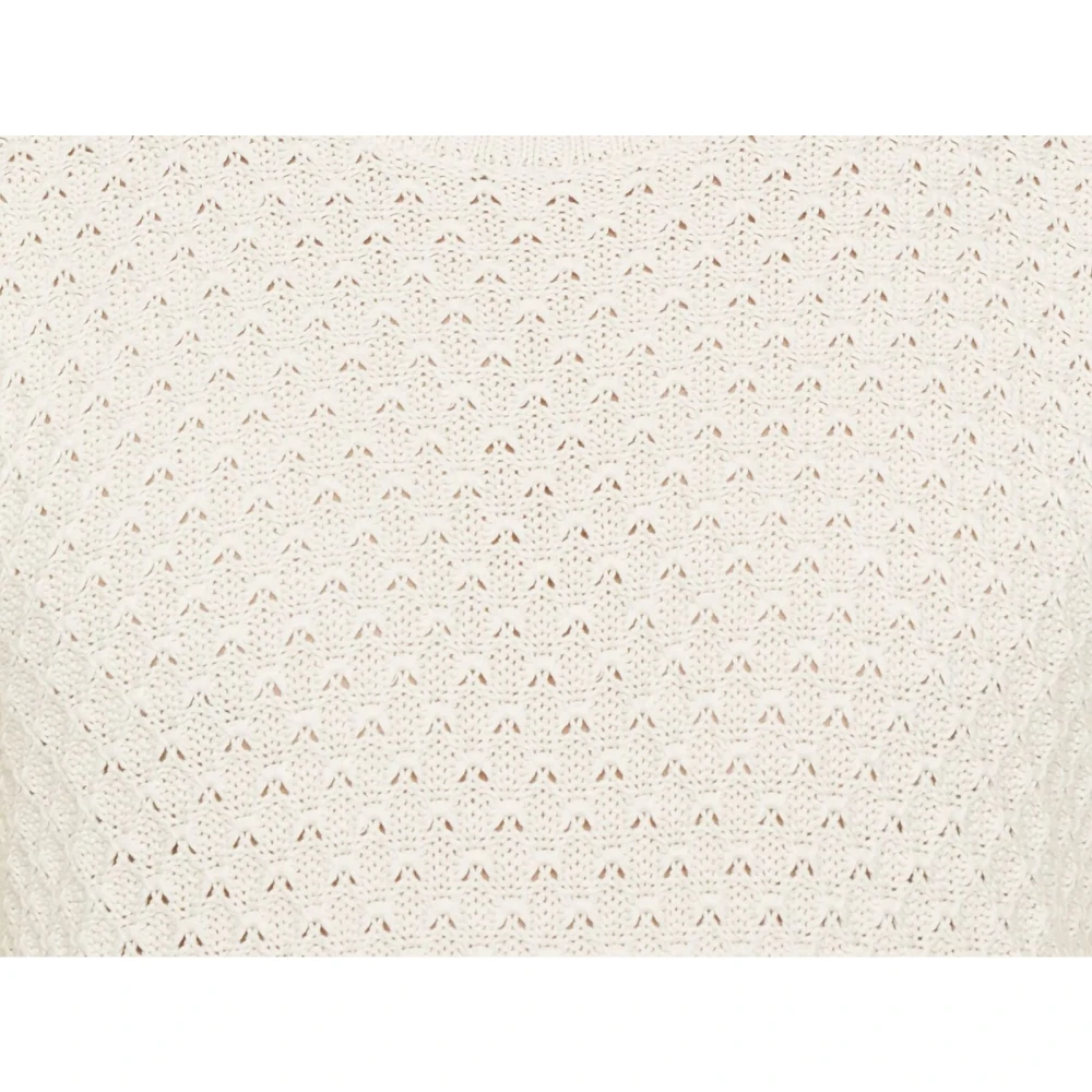 Canali Amandel Katoenen Trui Geribbelde Ronde Hals Beige Heren