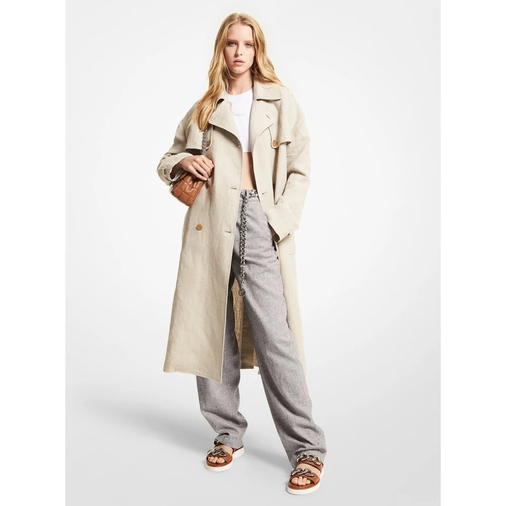 Michael Kors Lino Trench Coat Brown Dames