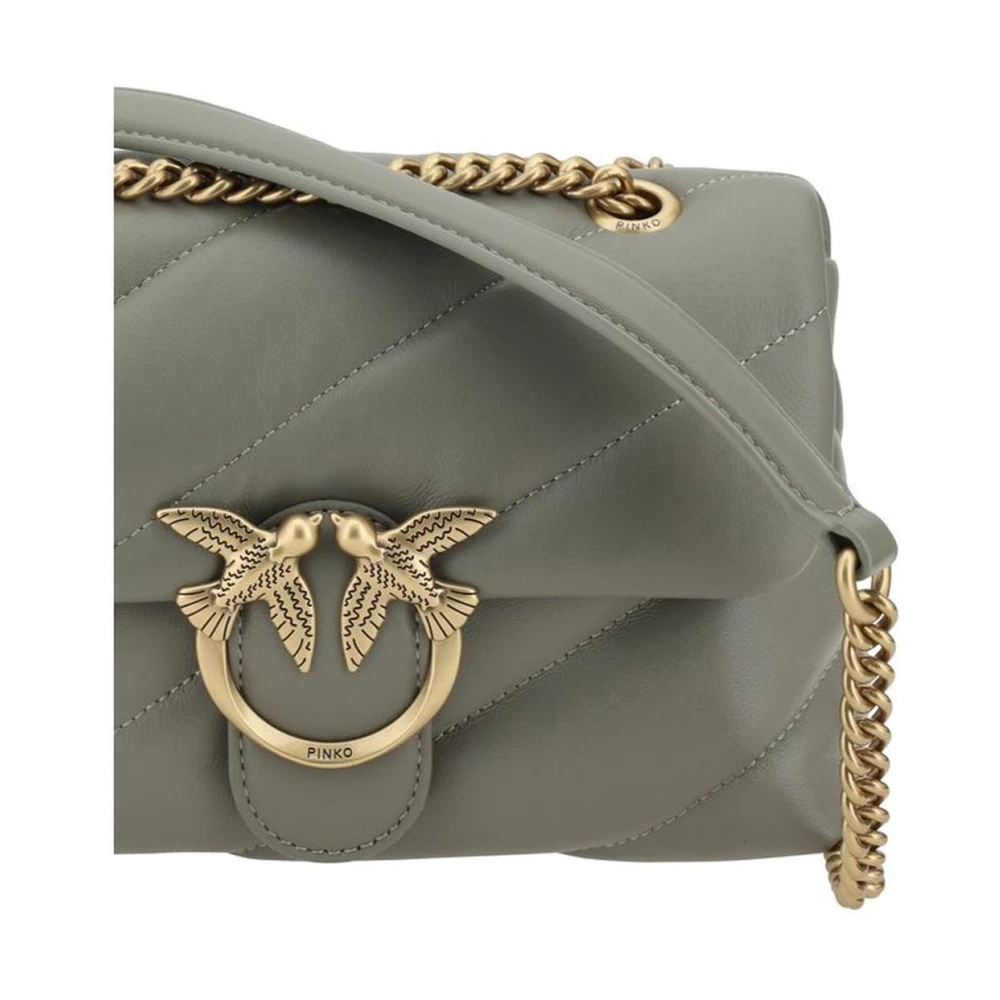 pinko Gewatteerde Love Birds Schoudertas Gray Dames