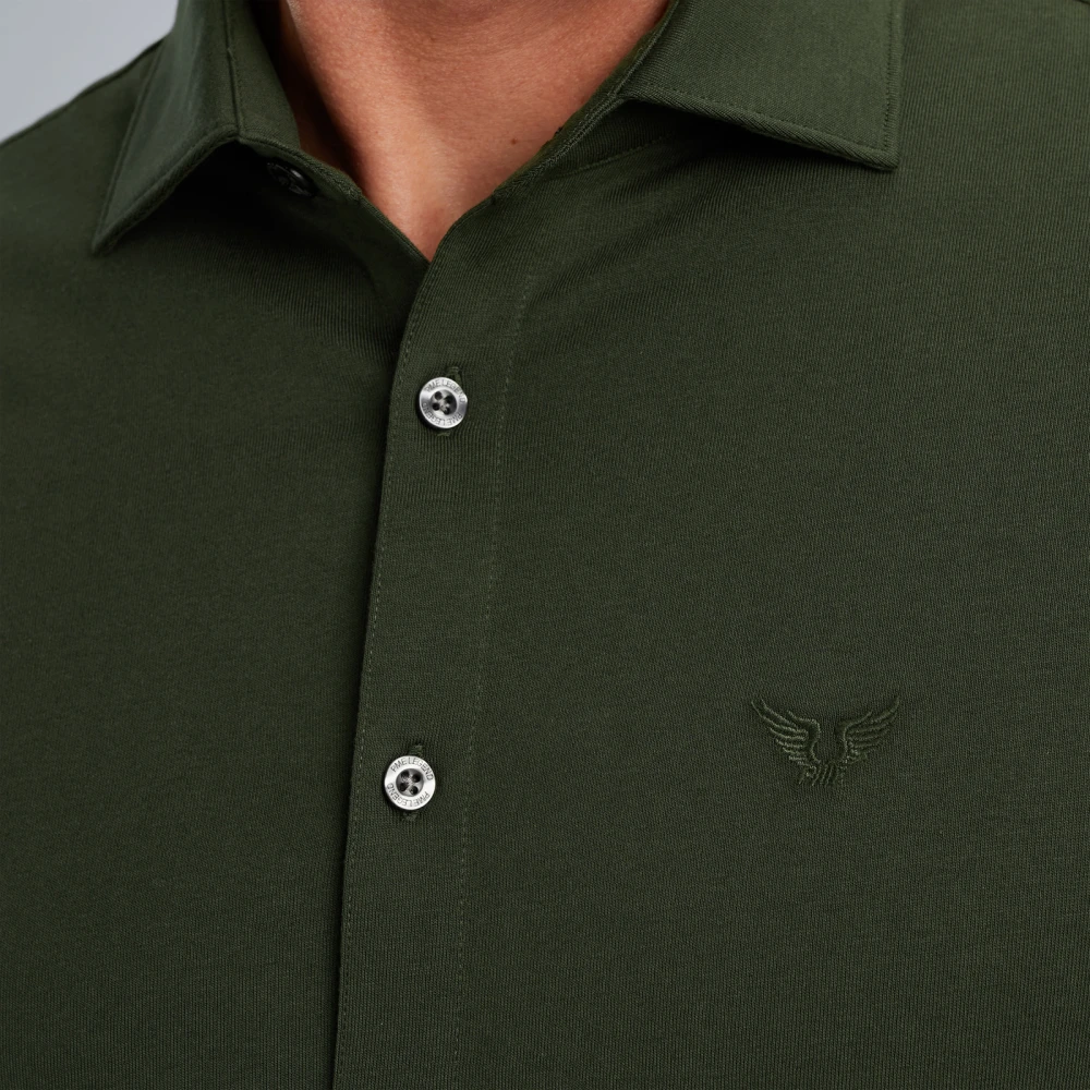 PME Legend Satin Jersey Overhemd met Kent Kraag Green Heren