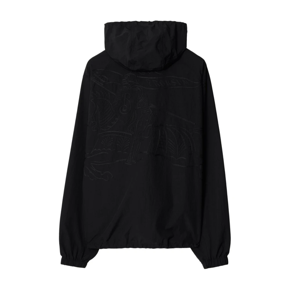 Burberry Zwarte Jas met reliëfprint en Ritssluiting Black Heren