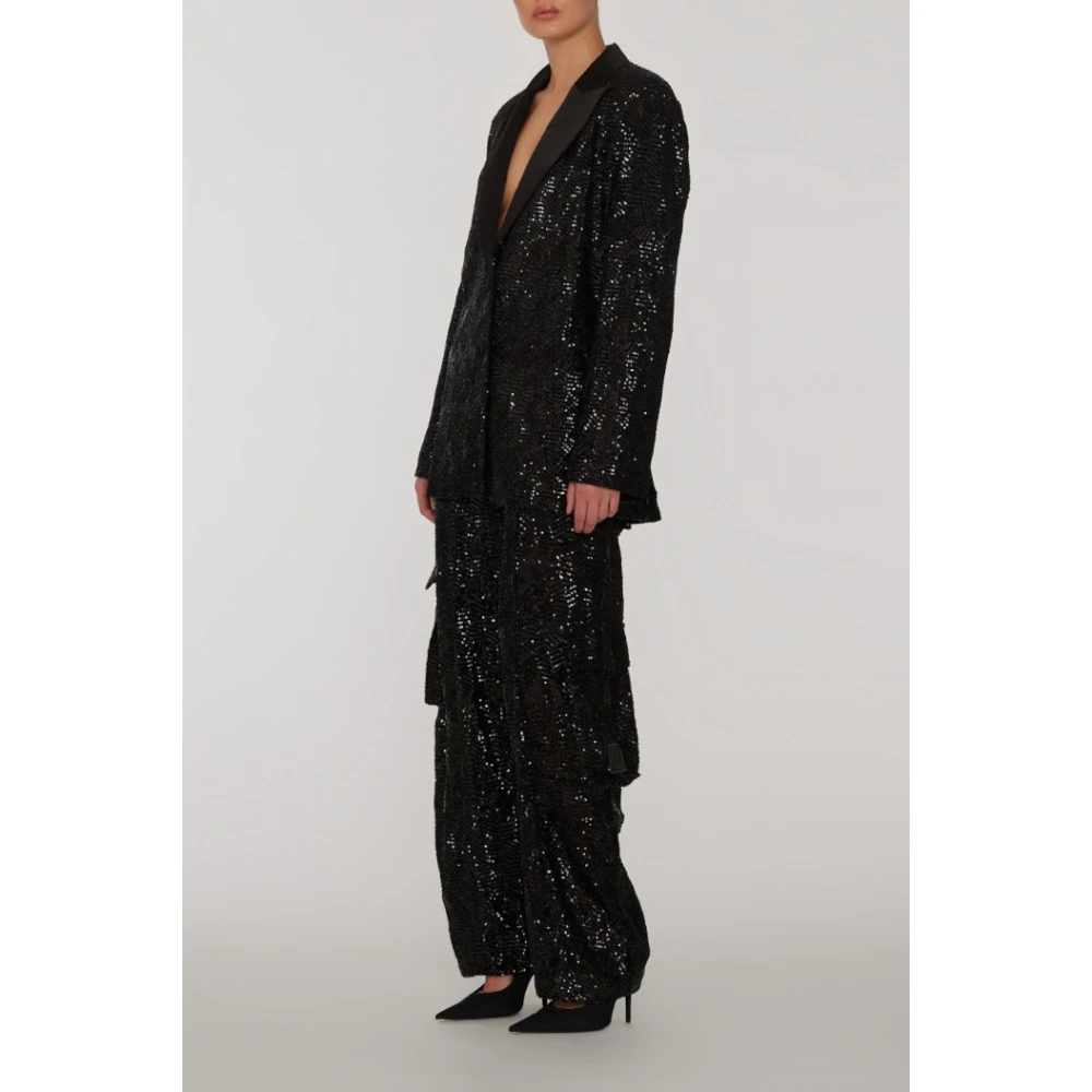 Rotate Birger Christensen Cargo Broek met Pailletten Black Dames