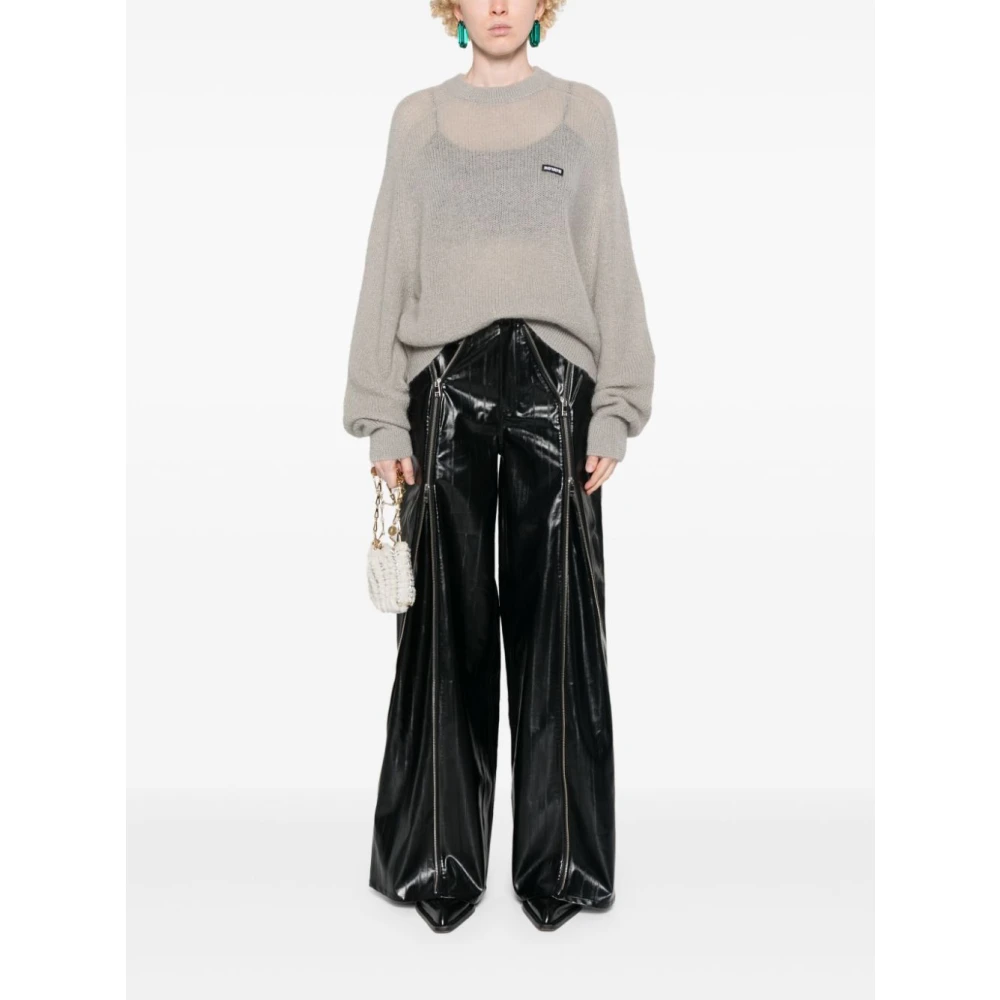 Rotate Birger Christensen Grijze Geribbelde Trui met Ronde Hals Gray Dames