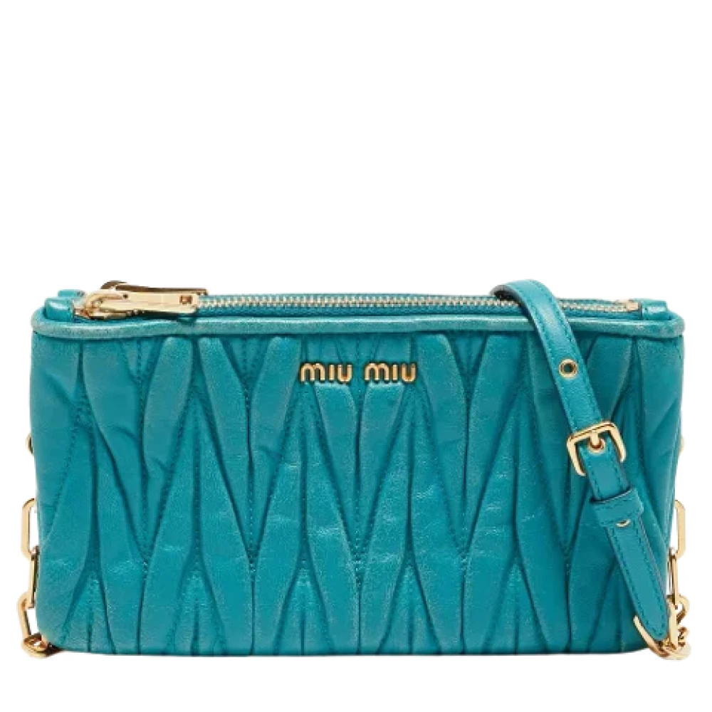 Miu Pre-owned Leather clutches Blue Dames