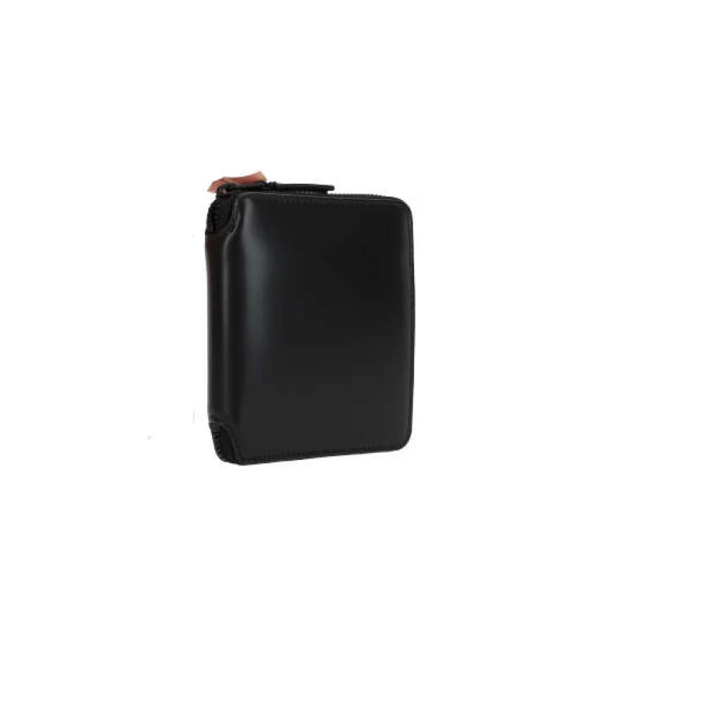 Comme des Garçons Zwarte Leren Compacte Portemonnee met Ritssluiting Black Heren