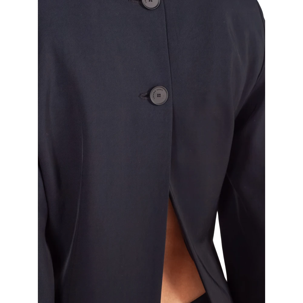 Liviana Conti Zwarte knoopsluiting blouse met darted detail Black Dames
