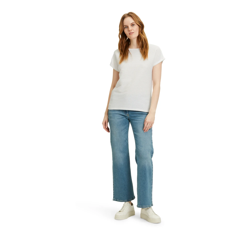 Betty Barclay Geribbeld Casual Shirt met Structuur White Dames
