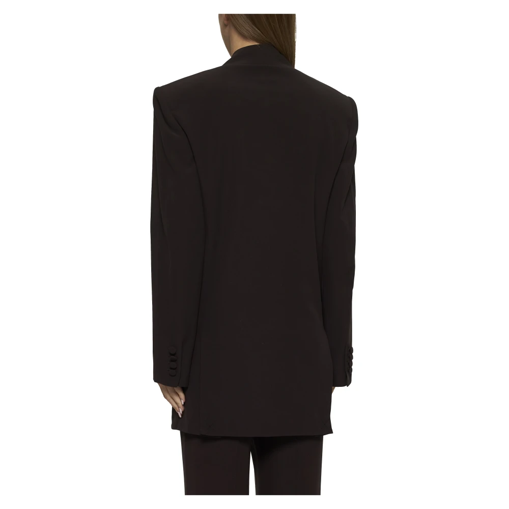 Saint Laurent Bruine Zijden Double-Breasted Jas Brown Dames