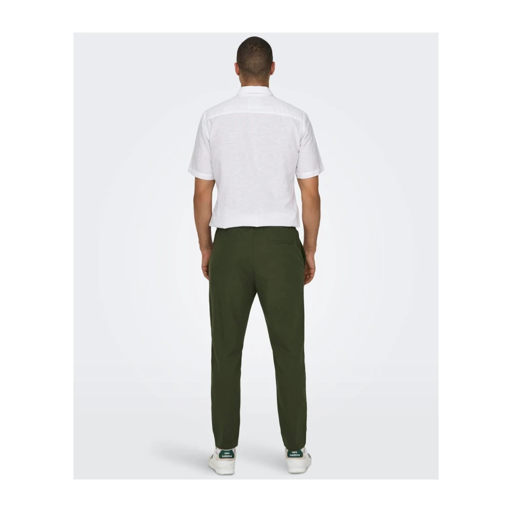 Only & Sons Linnen en katoenen crop broek Green Heren