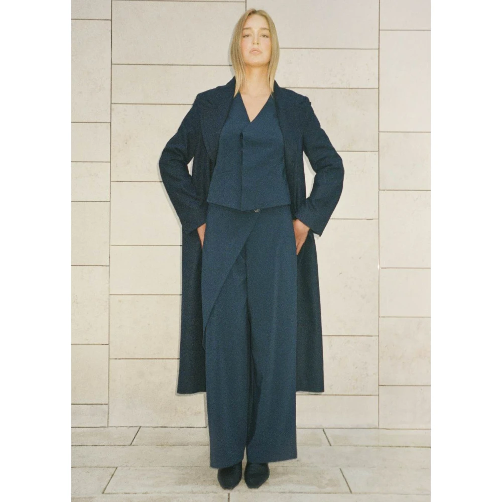 MbyM Navy Wrap Wide Leg Broek Emana Blue Dames
