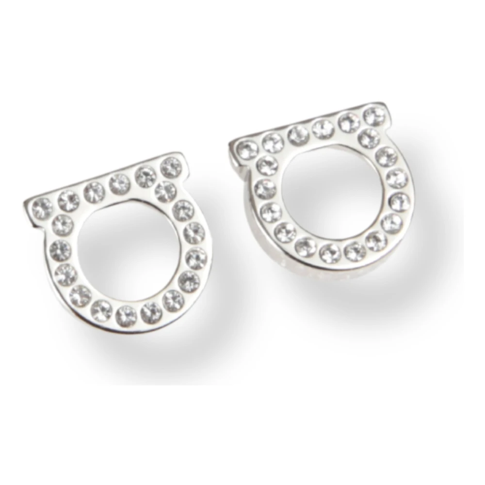 Ferragamo Women's Gray Gancini Crystals Earrings