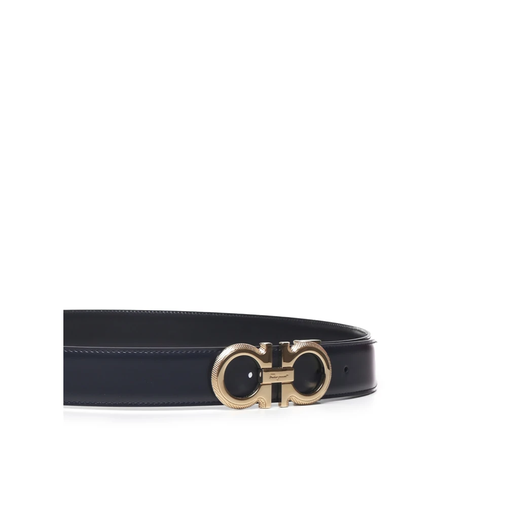 Salvatore Ferragamo Blauwe Riem van Kalfsleer met Haakgesp Blue Heren