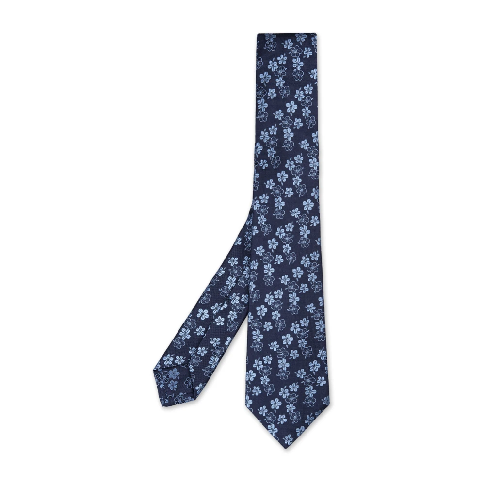 Kiton Blauwe Zijden Elegante Sjaal Blue Heren