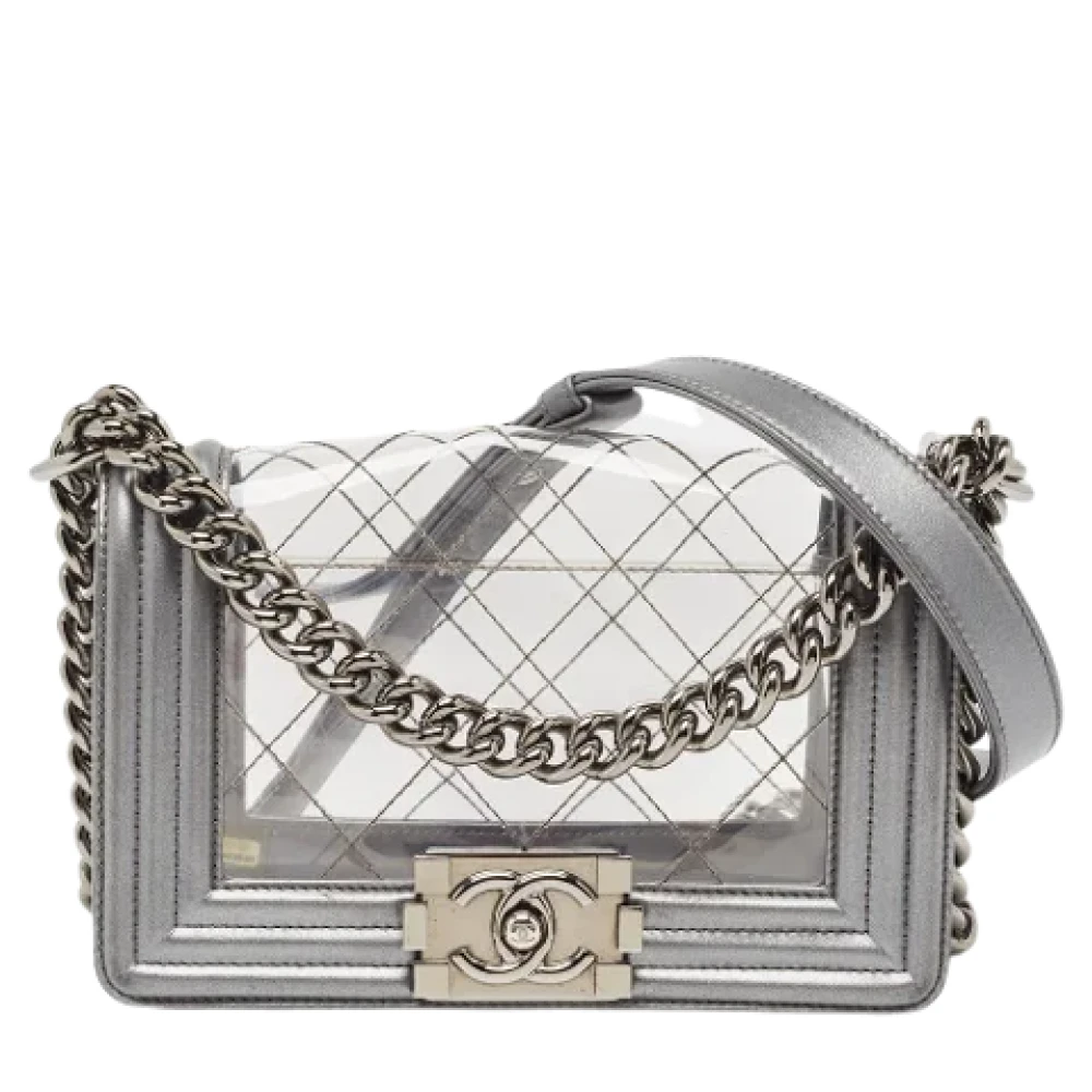 Chanel Vintage Pre-owned Leather shoulder-bags Gray Dames