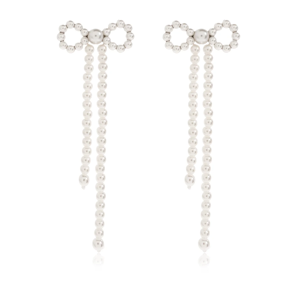 Self Portrait Women's Gray Glass Pearl Earrings - Earrings - One Size- Accessories