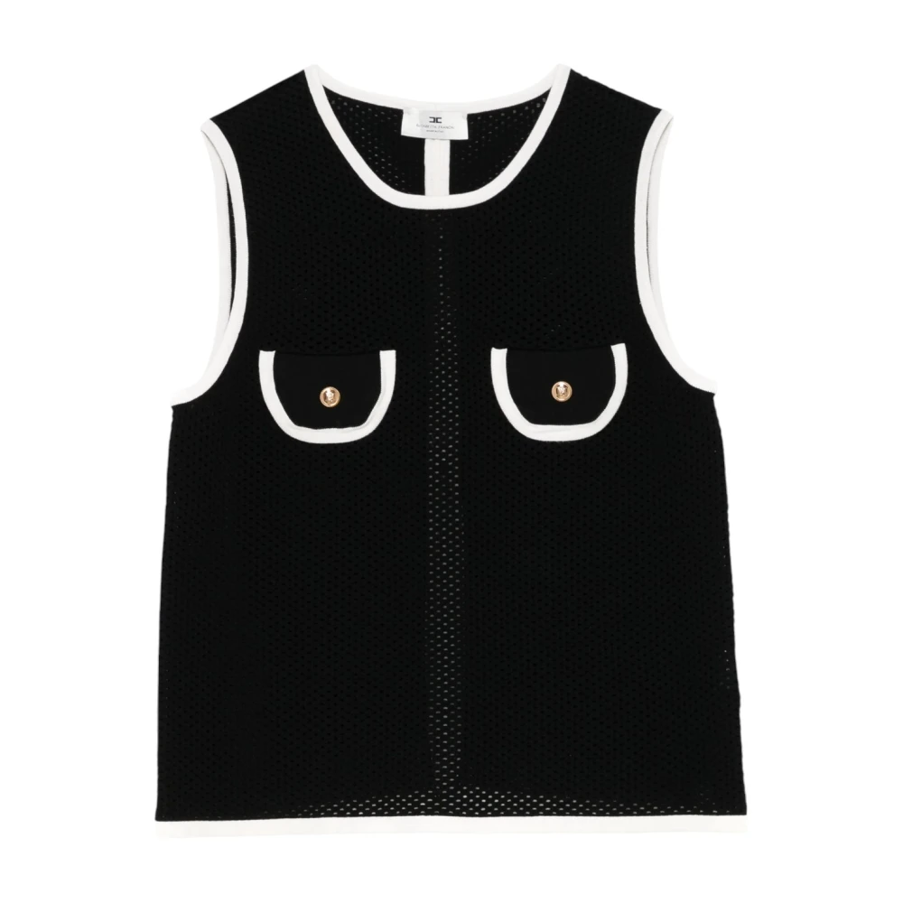 Elisabetta Franchi Women's Black Sleeveless Top - Sleeveless Tops - M - Tops