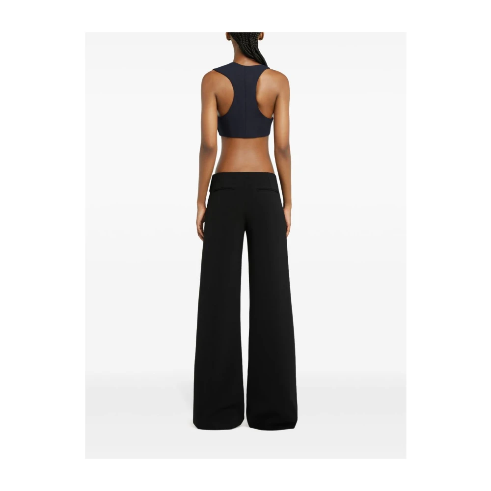 Courrèges Zwarte broek met zijdelingse knoopsluiting en details Black Dames