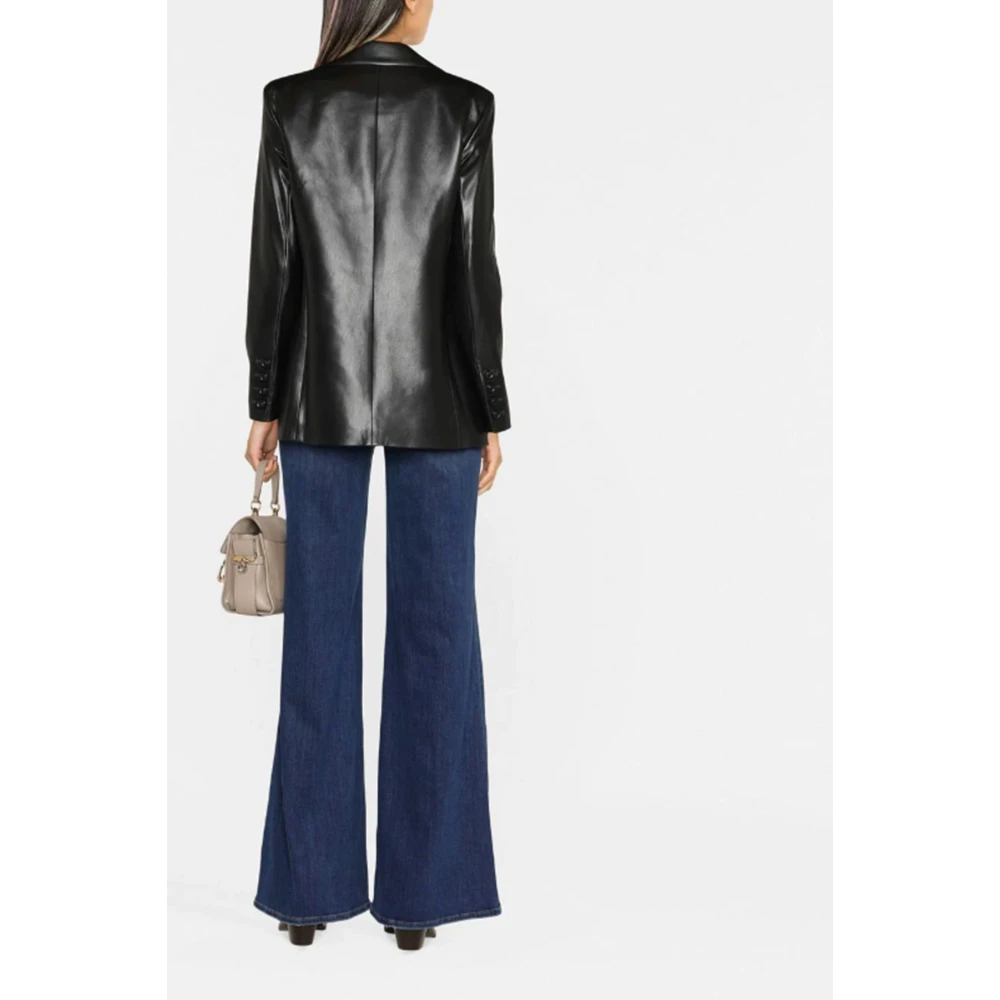 alice + olivia Zwarte vegan leren jas klassieke stijl Black Dames