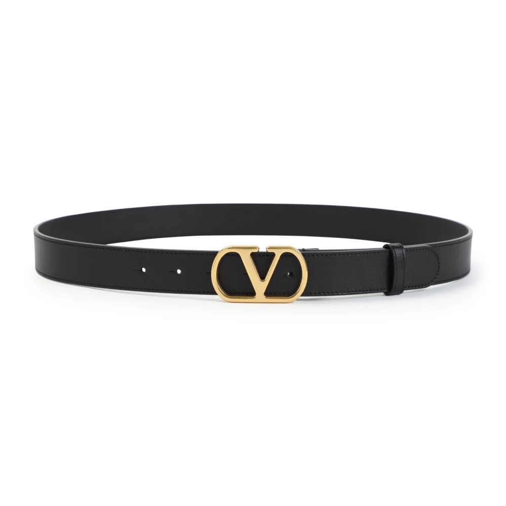 Valentino Garavani Zwarte Leren Riem Stijlvol en Black Heren