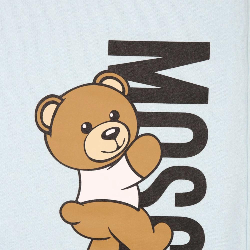 Moschino Lichtblauwe katoenen deken met Teddy Bear-logo Blue Unisex