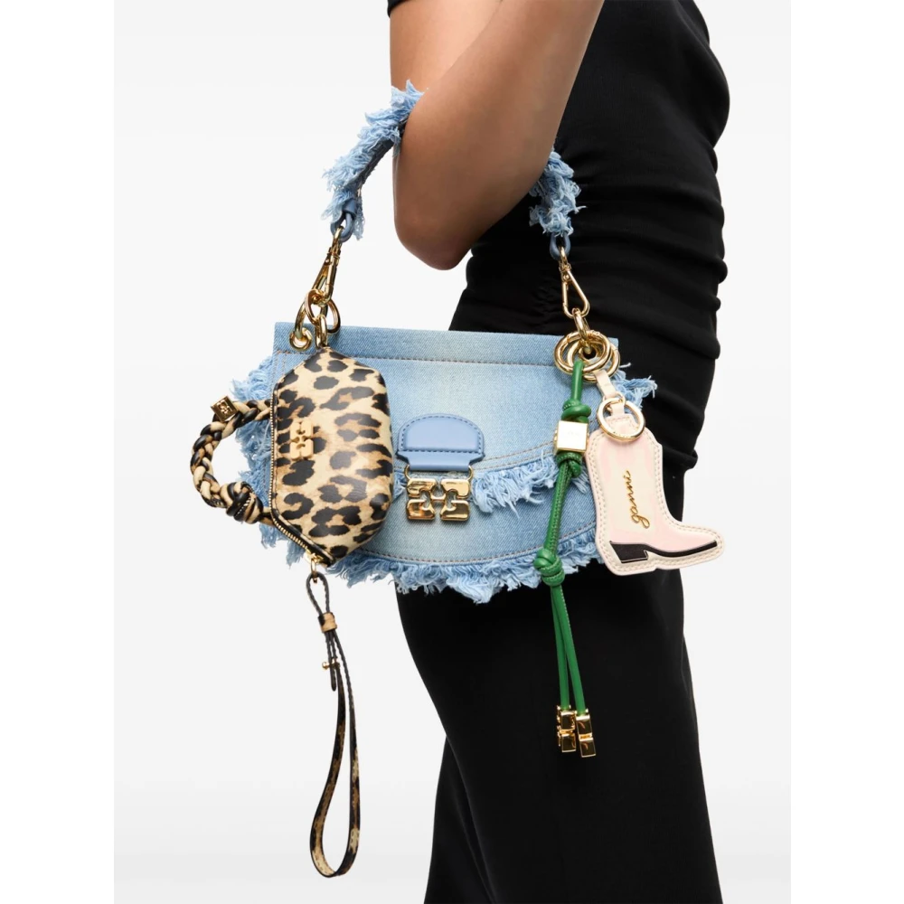Ganni Denim Crossbody Tas in Blauw Blue Dames
